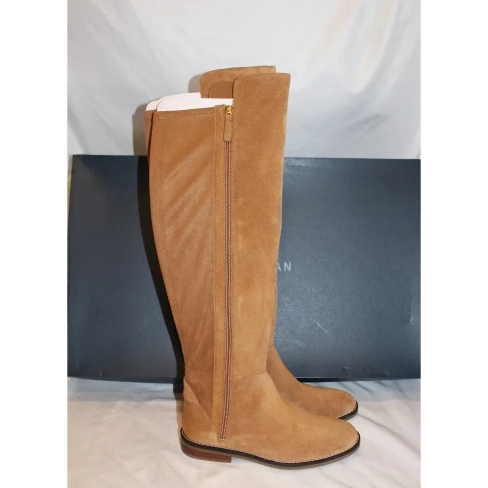 COLE HAAN WOMEN'S KNEE‎ HIGH CHASE SUEDE BOOTS NIB SZ 6 GOLDEN HONEY